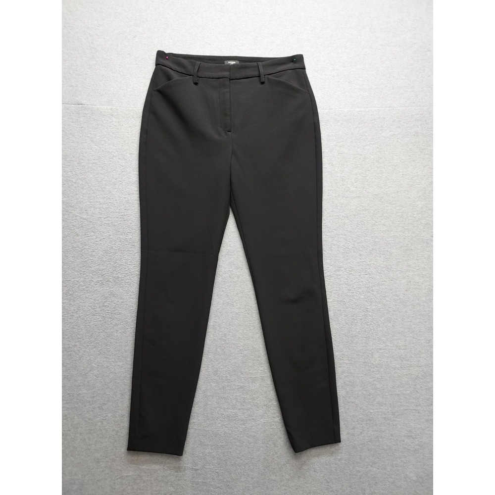 Express Women Pant 8R Black Zip Hook & Eyes Button Pockets High Rise Logo Career